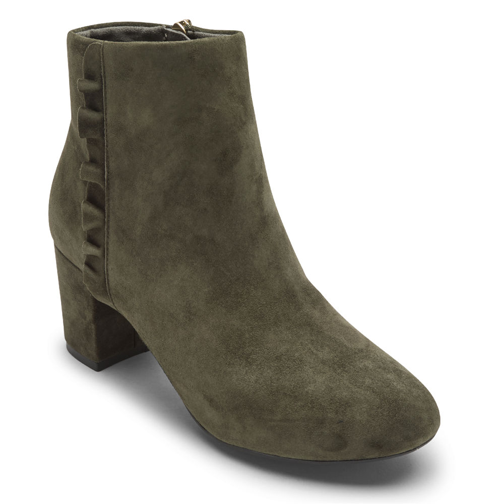 Rockport Womens Total Motion Oaklee Ruffle - Boots Green - BDJ439058